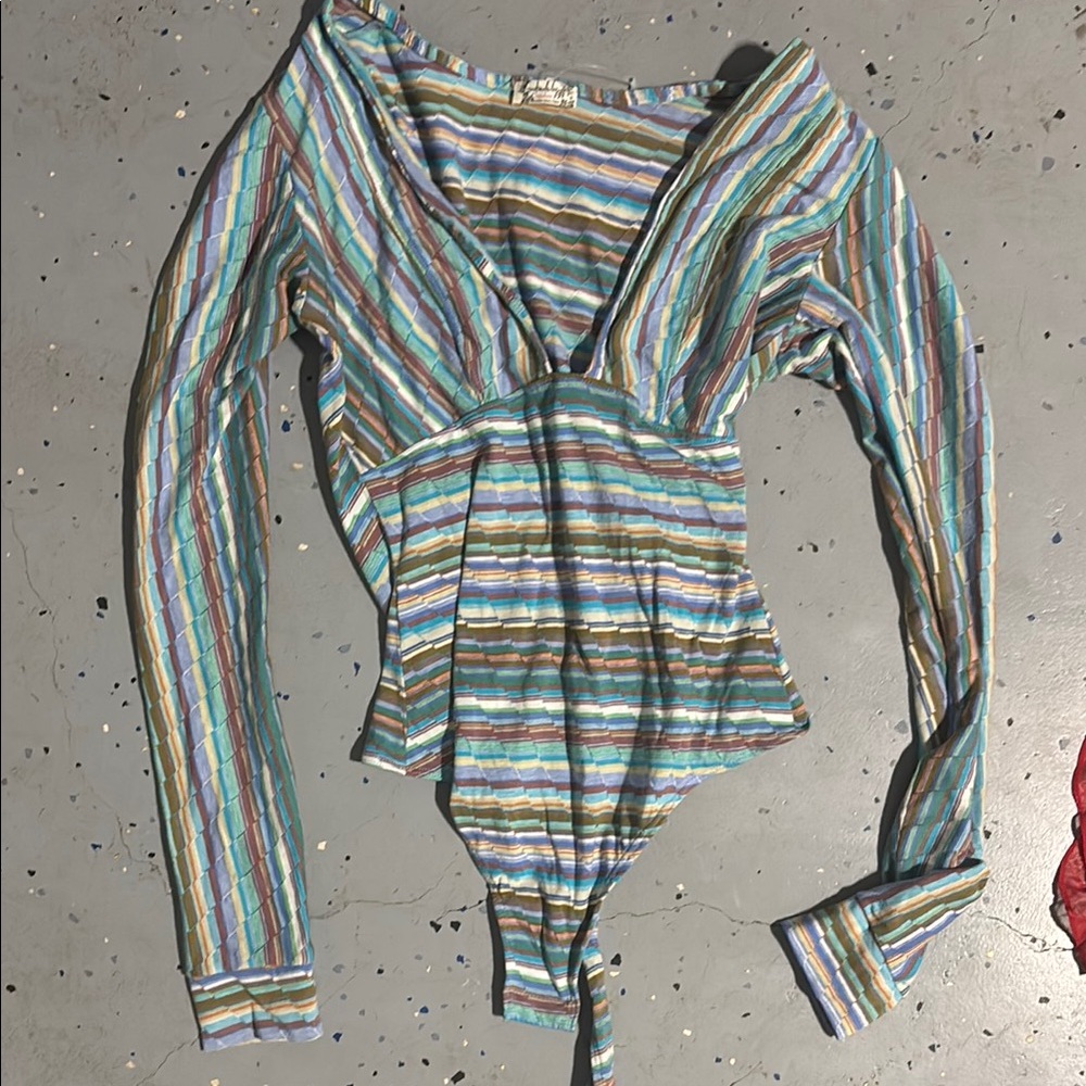 Striped Long Sleeve Bodysuit free people XS